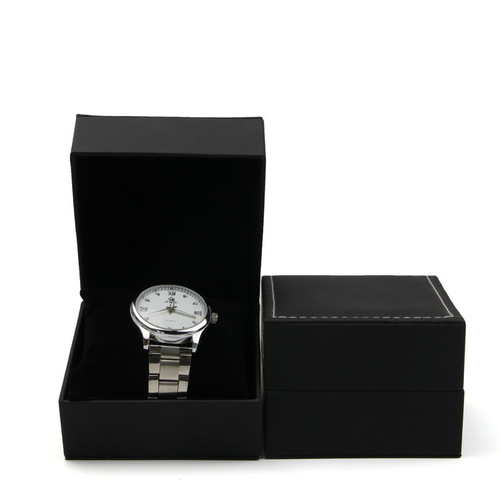 Watch box, gift box, jewelry box, black leather flip-top pu stitched watch box wholesale