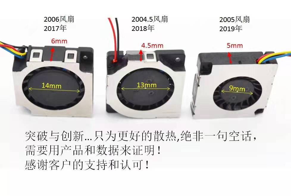 聚风微型风扇尺寸变化对比图