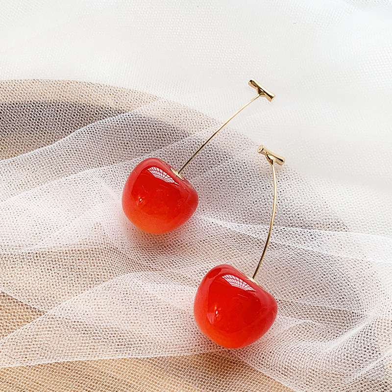 Fashion Sweet Cherry Fruit Synthetic Resin Alloy Fruit Resin Women's Earrings 1 Pair display picture 4