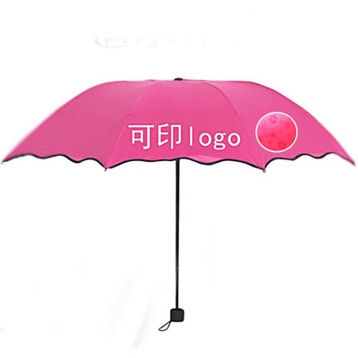 廠家批發現貨定制印刷logo三折疊黑膠防紫外線遮陽傘晴雨兩用雨傘