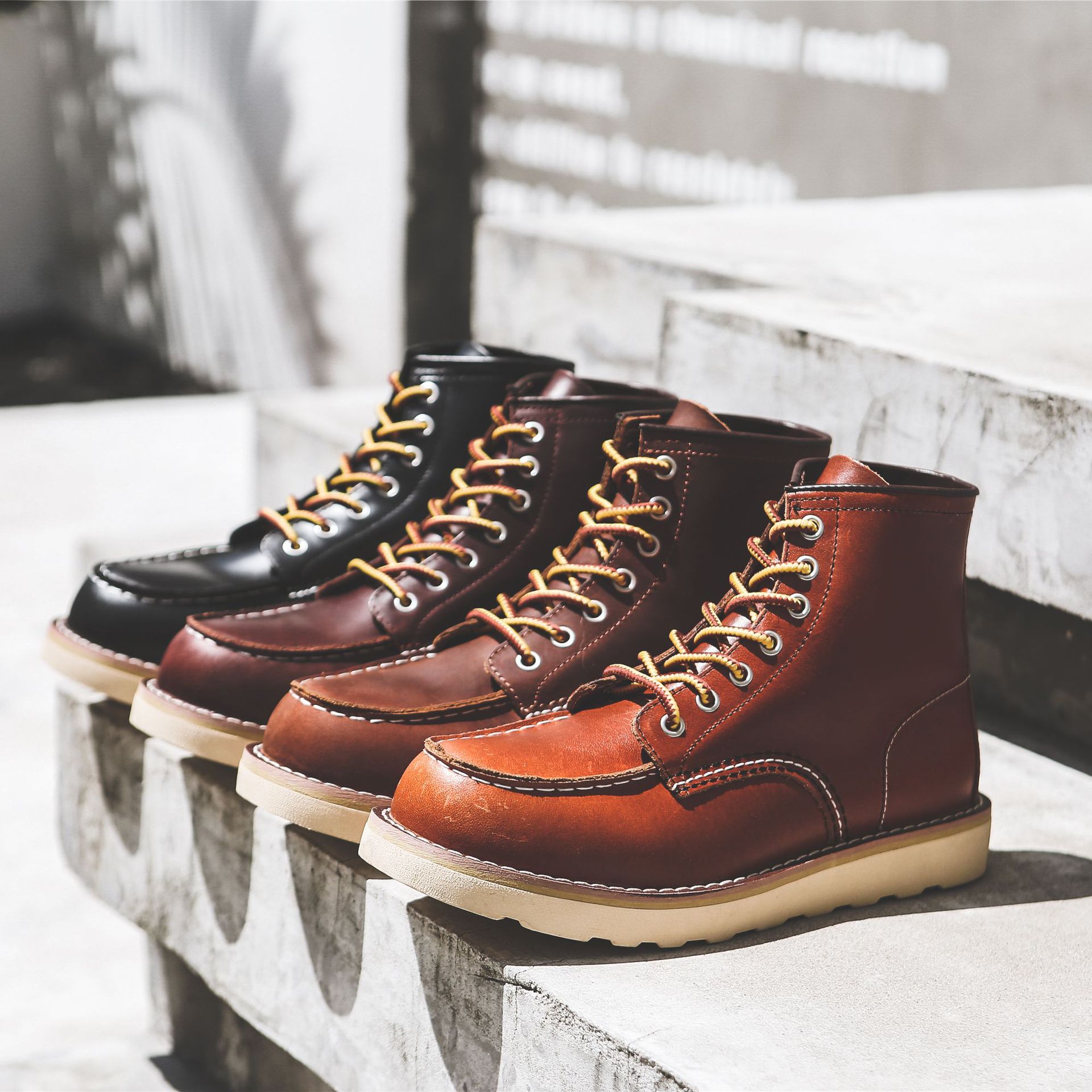 Title 48, Stivali Martin piatti slip-on retrò da lavoro d...