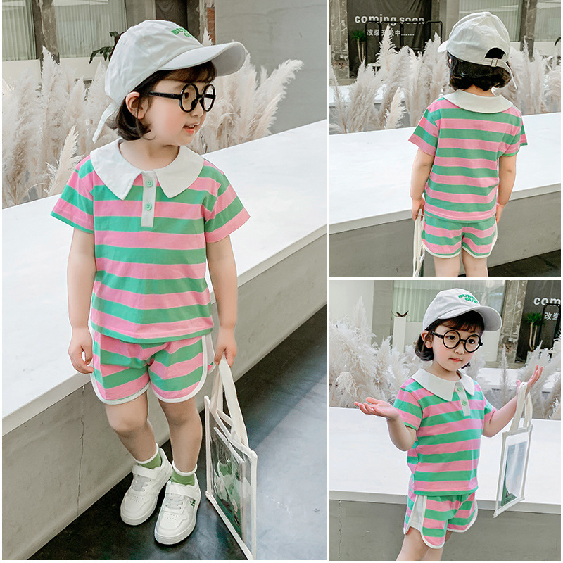 Girls summer 2020 new pattern Children Korean Edition Fashionable suit children girl Short sleeved leisure time Western style Two piece set