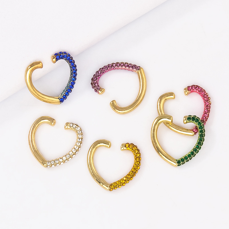 Simple Single Rectangular Heart Multicolor Ear Clip display picture 4