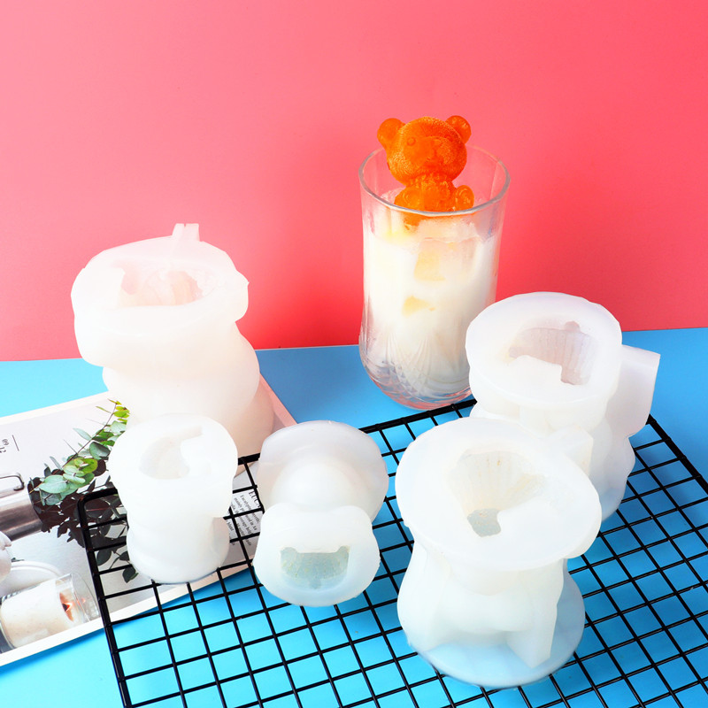 Oso cubo de hielo molde red Oso de hielo café molde de silicona shapedog hipopótamo leche té bebida molde de chocolate