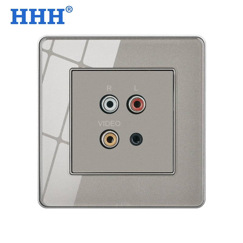 Multimedia socket panel AV headset audio Lotus three -hole socket+3.5 audio with single -port USB socket surface