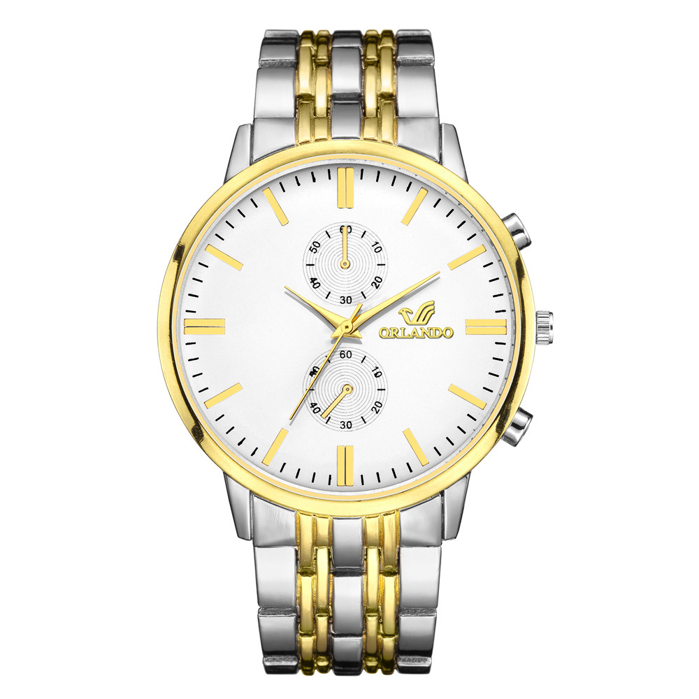 Reloj De Cuarzo De Negocios Para Hombre Con Cinturón De Acero Inoxidable Dorado De Moda display picture 7