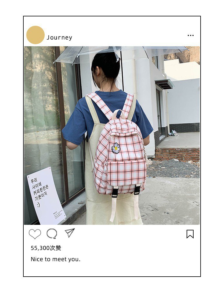 Korean Fashion Daisy Flowers Student Plaid Canvas Shoulder Bag Department Vintage Sense Girl Bag  Wholesale Nihaojewelry display picture 36