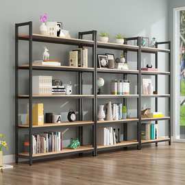 定制钢木简易书架置物架储物架落地化妆品展示柜多层家用客厅货架