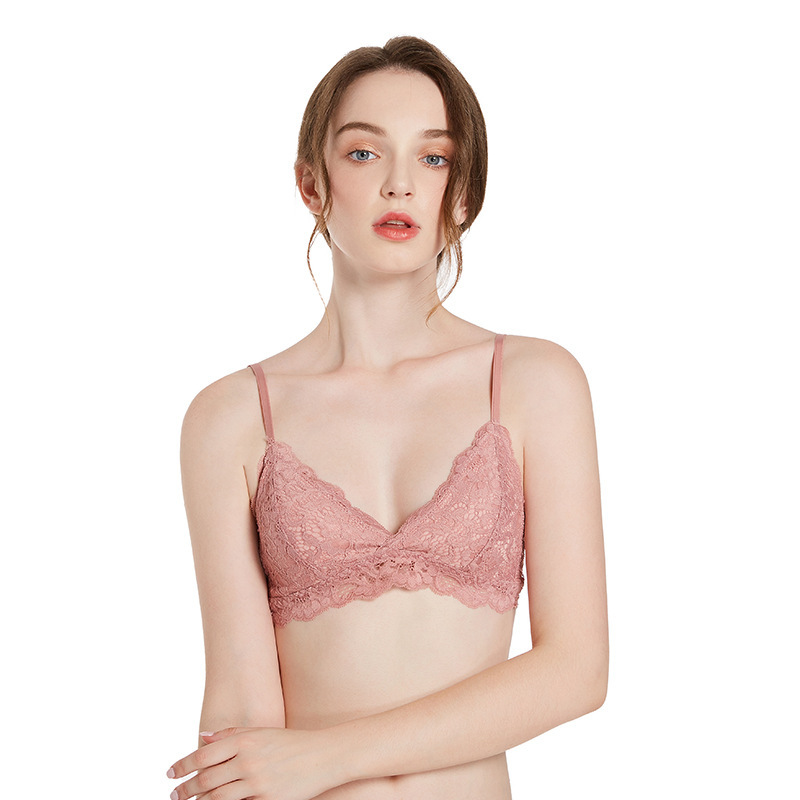 Wholesale European and American sexy underwear lace without steel ring comfortable breathable bra small chest ladies bar sexy underwear