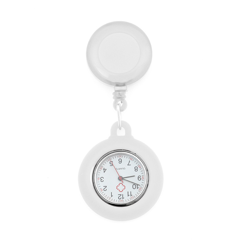 Reloj de enfermera de hebilla fácil de tirar Reloj colgante portátil de enfermera de hospital dial redondo puntero luminoso reloj de pecho retráctil reloj de bolsillo para hombres y mujeres