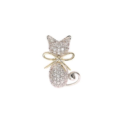 Korean anti-exposure brooch neckline cute bow cat shirt collar pin zircon pin fashion accessories wholesale
