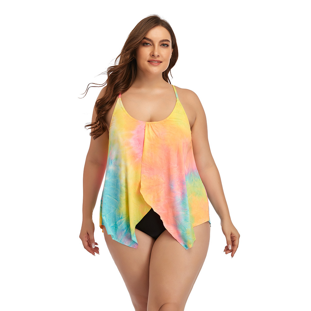 Plus Size V-Neck Printed top Boxer Shorts Swimwear set NSYDS122097