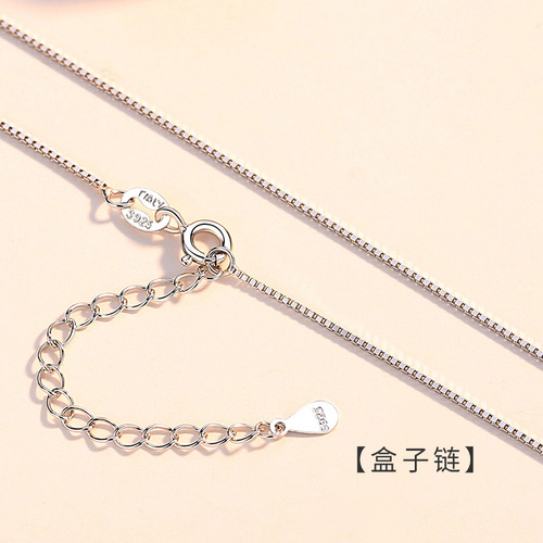 s925 sterling silver necklace plain chain for women snake bone cross water wave melon seed box chain silver jewelry matching chain clavicle chain wholesale