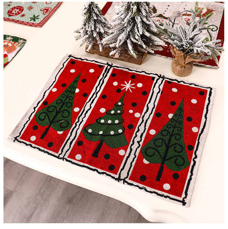 Christmas Fashion Santa Claus Snowman Elk Cotton Chemical Fiber Jacquard Embroidery Family Gathering Placemat 1 Piece display picture 2