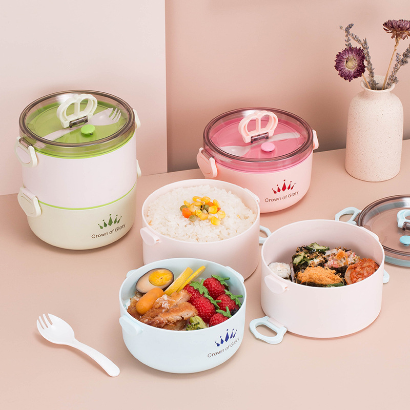 圆形可微波炉加热饭盒上班族保温便当盒多层32学生成人双层餐盒