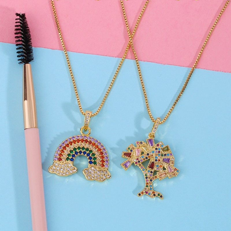 Fashion Necklace New Accessories White Cloud Rainbow Pendant Necklace Simple Wholesale Nihaojewelry display picture 7