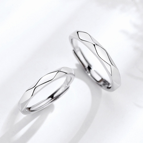Couple rings black and white rhombus sterling silver pair versatile light luxury long distance relationship rings Korean style ring