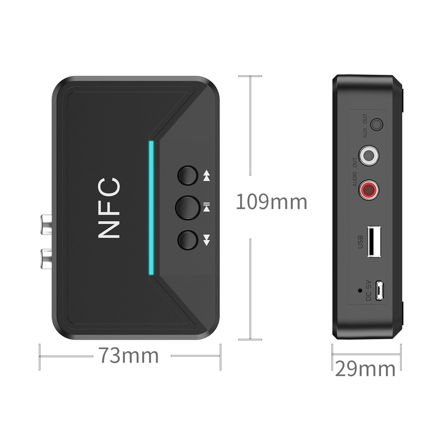 [NFC5.0蓝牙音频接收AUX接口3.5mm转接老式音箱2RCA音响蓝牙适配器]
