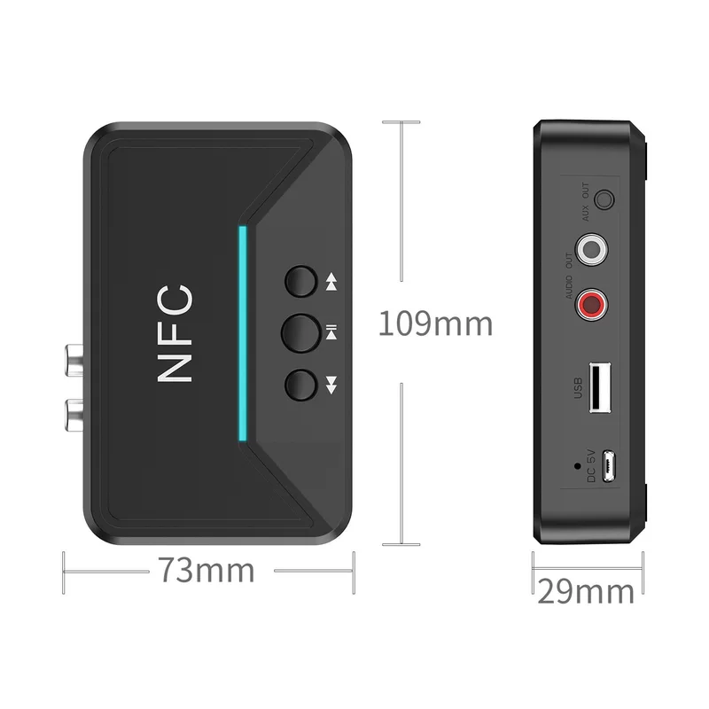 [NFC5.0蓝牙音频接收AUX接口3.5mm转接老式音箱2RCA音响蓝牙适配器]