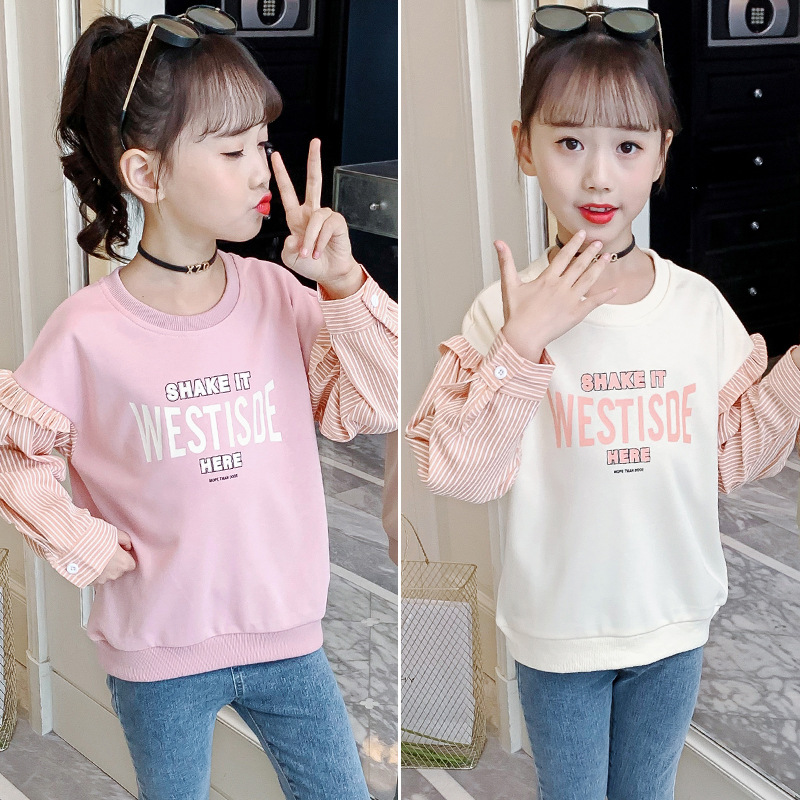 Women's Long-Sleeve T-Shirt 2024 New Spring and Autumn Striped Splicing Basic Top Trendy Girl Loose Matchable Top Fashion