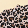 Leopard Print Long Sleeve Top bow lace skirt two piece girls’ suit