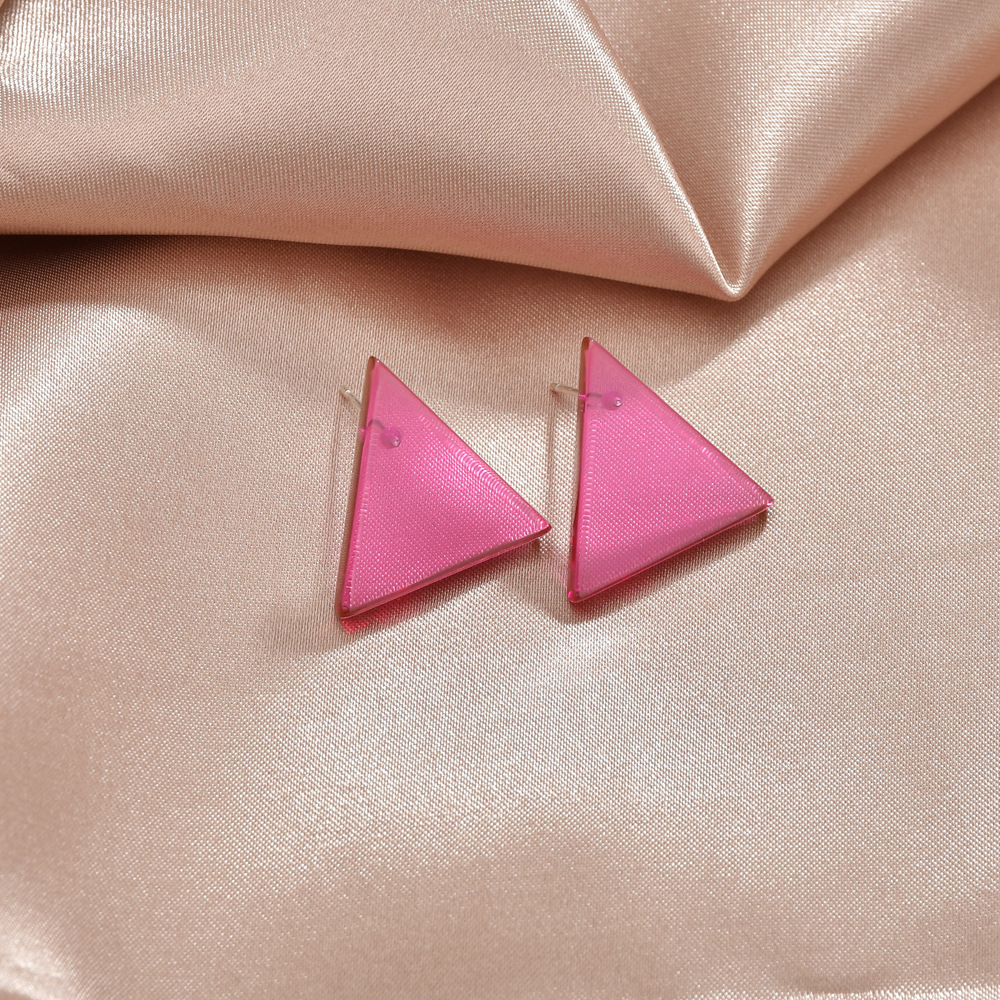Fashion Triangle Summer Style Color Acrylic Small Geometric Earrings For Women display picture 3