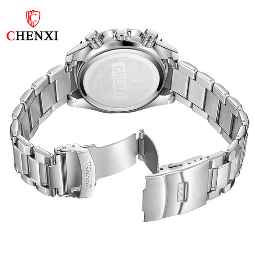 Multifunctional True Three Eyes Six Needles Calendar Dawn Men's Watch Steel Strap Classic Cool Fashion Sports Quartz Watch