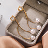 Universal long earrings from pearl, zirconium, simple and elegant design