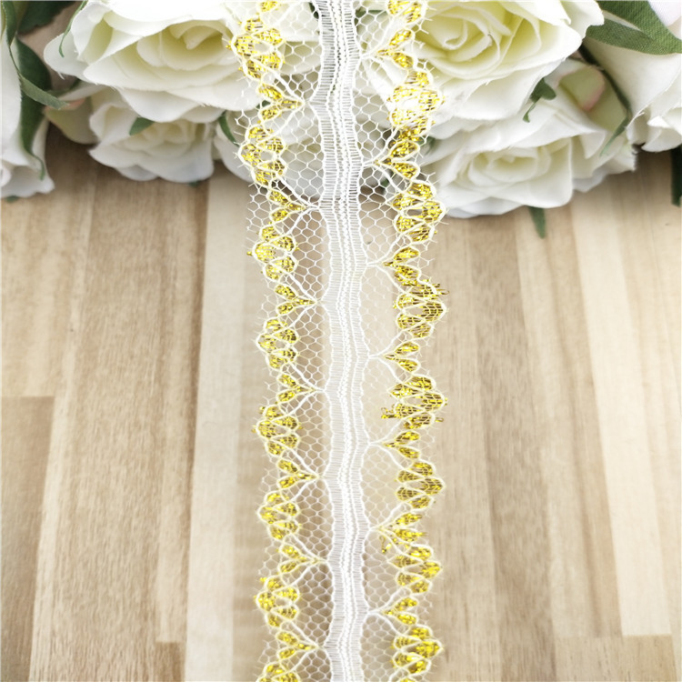 长期供应 锦纶小边 蚊帐蕾丝花边 无弹花边 DIY玩具饰品 668-2金