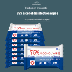 75% Alcohol Alcohol Wipes English Version Sterilizing Alcohol-Free Alcohol Wipes Disinfectant Wipes 10 Pack