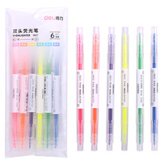 Deli Fluorescent Pen S627: Transparent, Visible, Colorful Highlighter with an Axe-Shaped, Tapered Tip—Vibrant Colors for Precise Marking