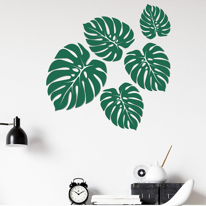 Hand-painted Tropical Back Of Turtle Leaf Wall Stickers Foreign Trade Custom Home Living Room Bedroom Study Self-adhesive Stickers Fx-d64 display picture 2