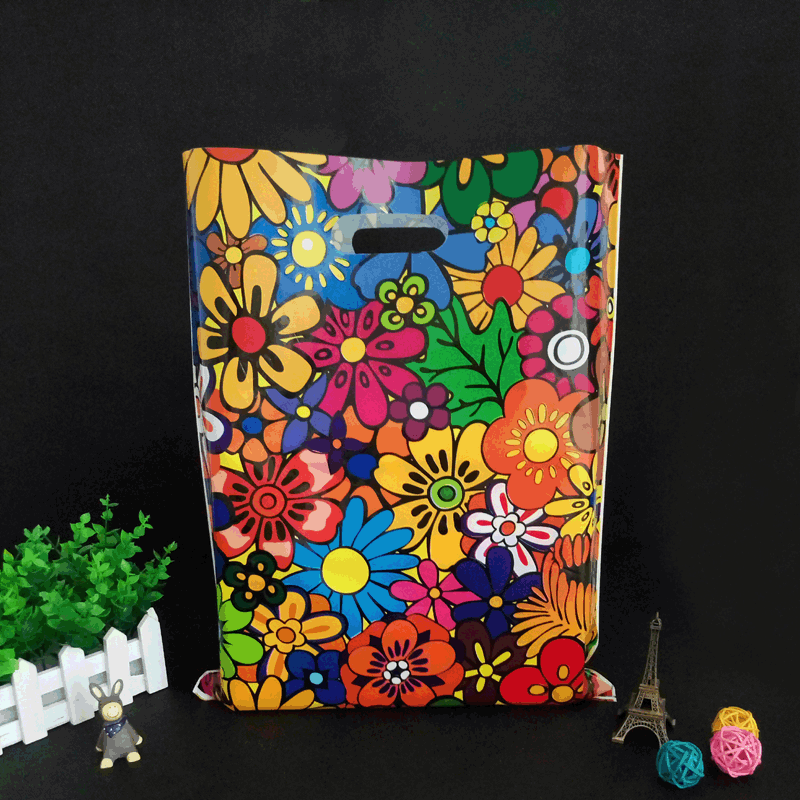 现货花样年华主题塑料服饰袋 彩色服装袋 儿童装鞋盒袋 礼品袋