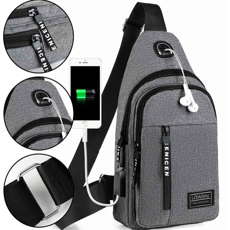 men's capacious chest bag with zipper for leisure