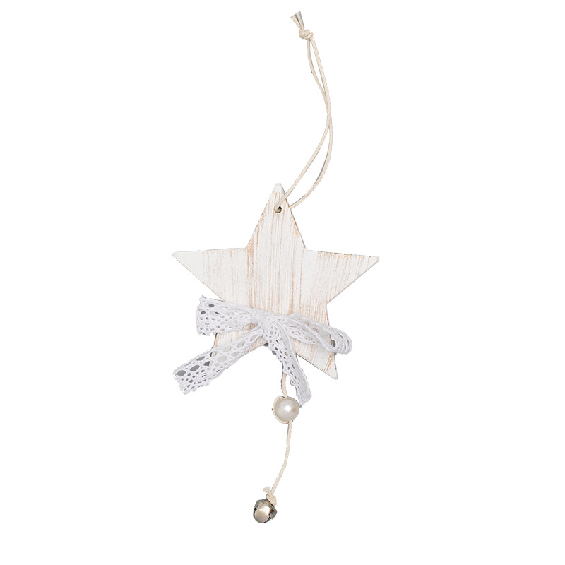 Navidad encaje blanco alce pentagramas amor árbol de Navidad colgante decoración de Navidad guirlandas decoración de caña