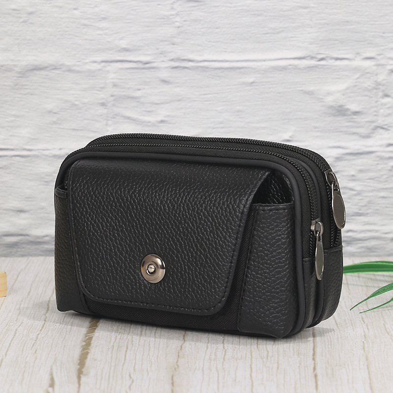 New Horizontal Vertical Mobile Phone Bag Men's Multi-Functional Leather Belt Mobile Phone Set Creative Mobile Phone Bag Gift Customization undefined