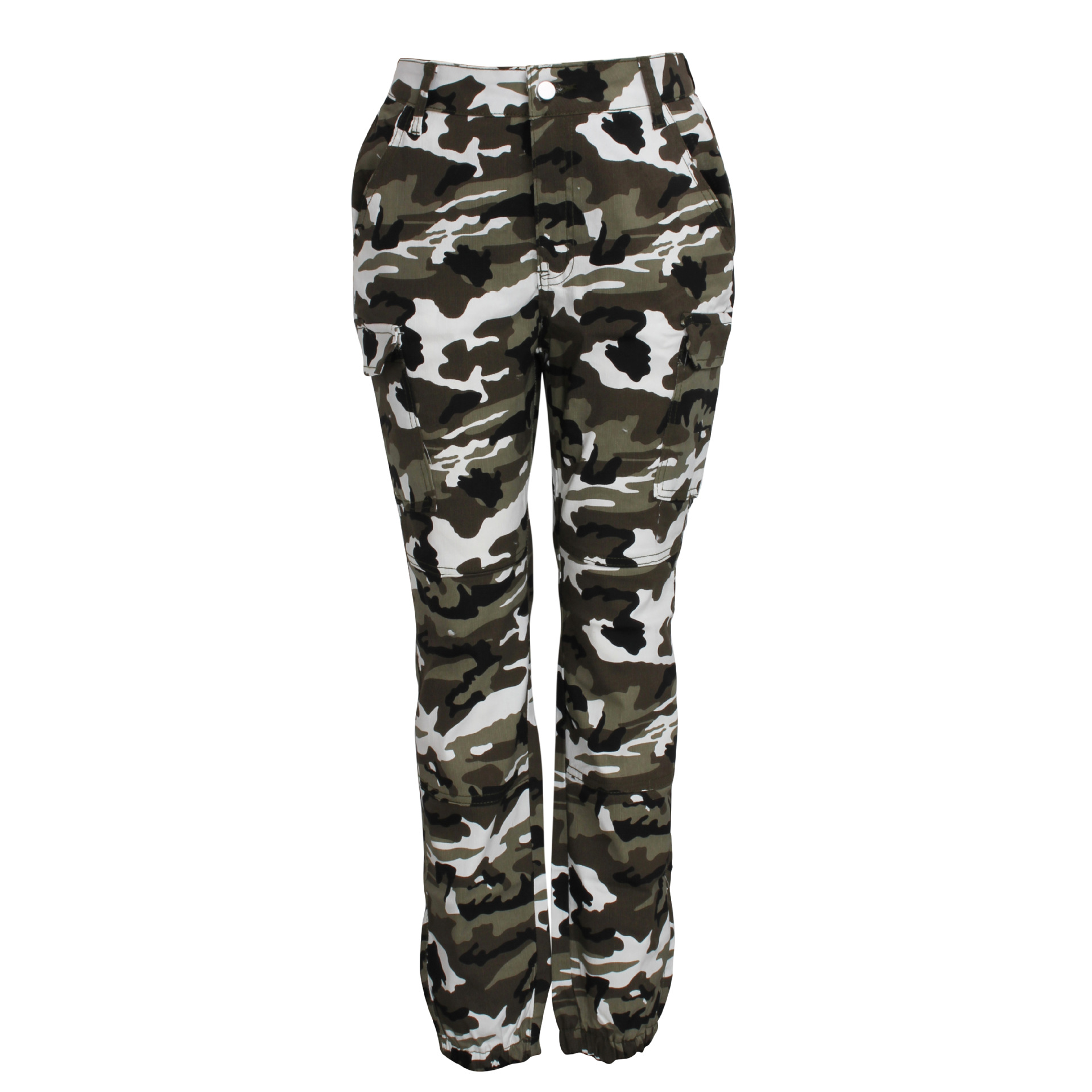 Robe femme slim imprimé camouflage décontracté petit pied pantalon_voghion.com