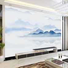 8d新中式水墨山水画电视背景墙壁纸大气客厅酒店书房影视墙布墙纸