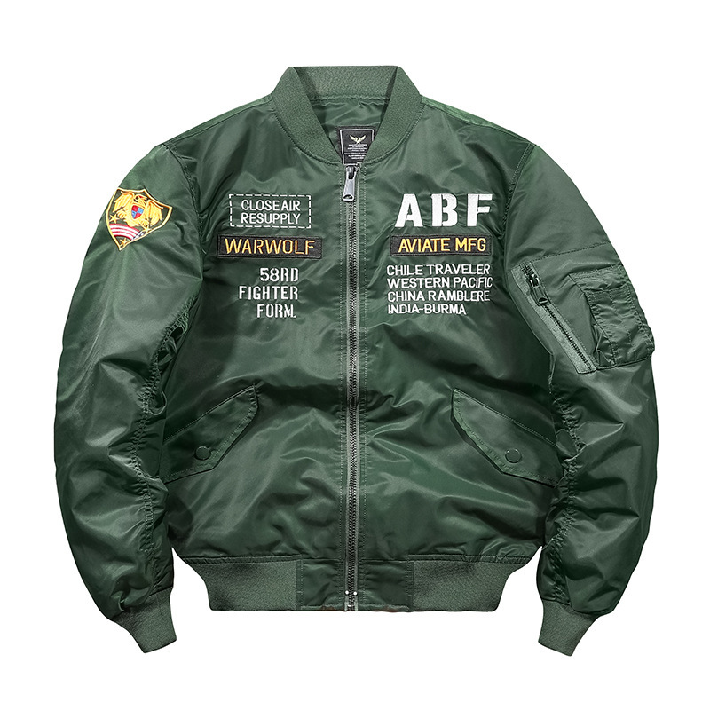 [Cotton/thin] new autumn air force ma1 pilot jacket men's embroidered baseball uniform Spring and Autumn plus size coat