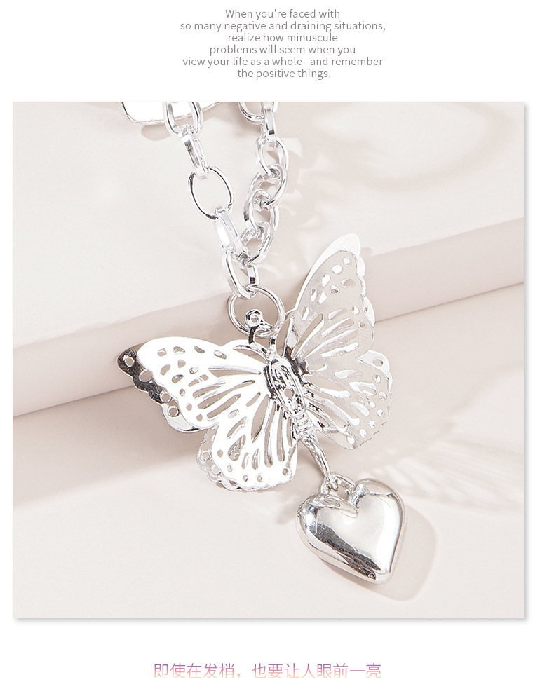 Metal Three-dimension Catching Clip Butterfly Heart Pendant Hairpin display picture 7