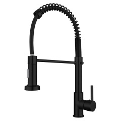 Cross-border black copper kitchen cold and hot water faucet with rotatable mixing swivel extendable American big spring faucet
