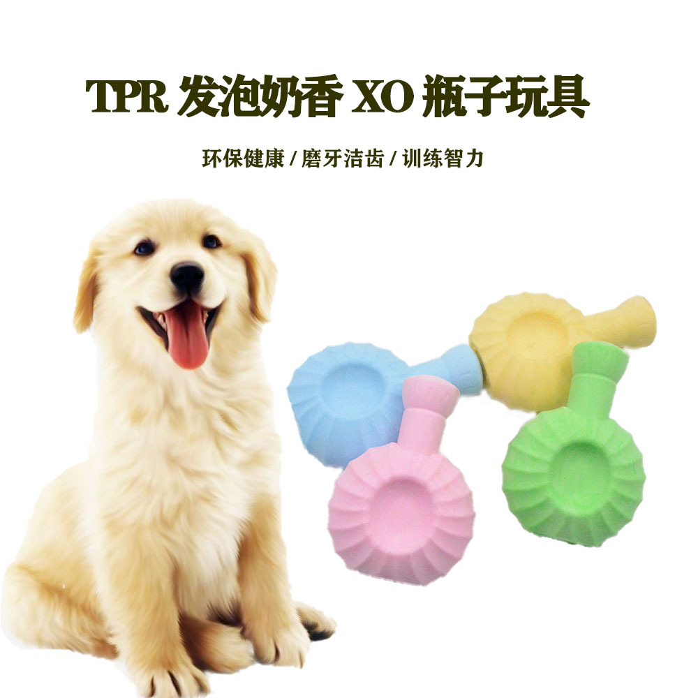Suministro directo de fábrica en stock nueva espuma TPR XO botella de vino juguete mascota molar diente limpieza entrenamiento perro juguete