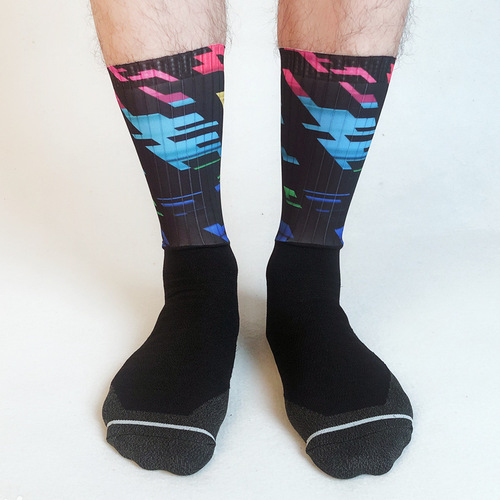 Cross-border best-selling cycling socks, bike sports socks, high-elastic breathable sweat-absorbent medium-length silicone non-slip socks