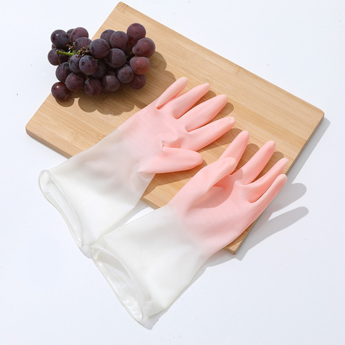Housework gloves transparent white laundry waterproof plastic household waterproof cleaning non-slip durable kitchen dishwashing wholesale