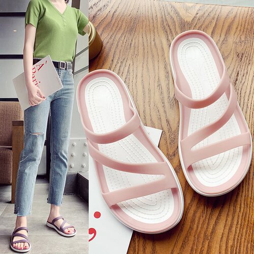 ebay cross-border European and American sandals hollow flat bottom AliExpress foreign trade slippers plastic beach shoes women