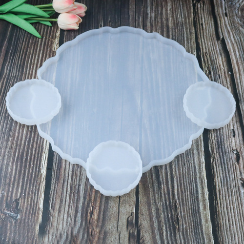 Biyixing Products DIY Crystal Resin Droplet Mold Silicone Large Round Tray for Making Mirror Silicone Display Platform