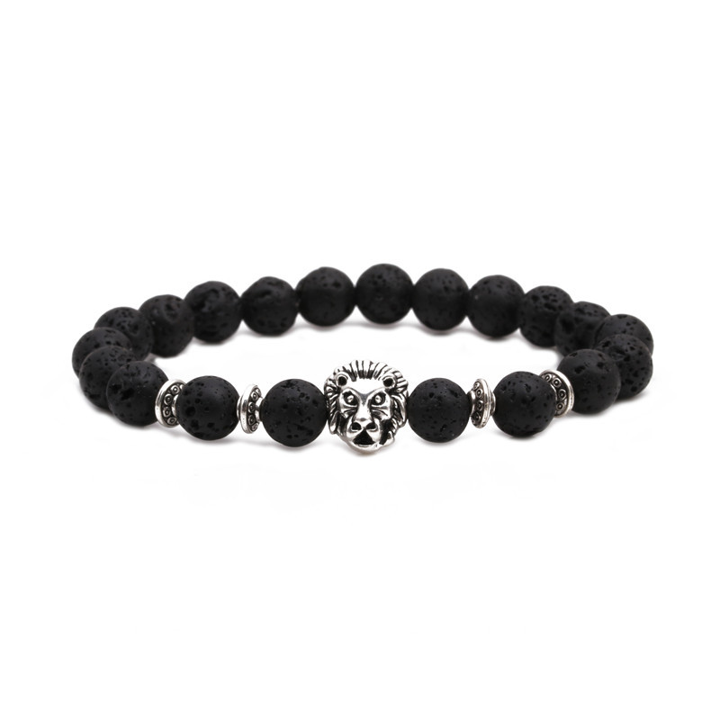 Croix-frontière E-commerce Volcanique Rock Hibou Bouddha Tête Coude Ensemble Bracelet Tête De Lion Elephant Perlé Bracelet Ensemble display picture 2