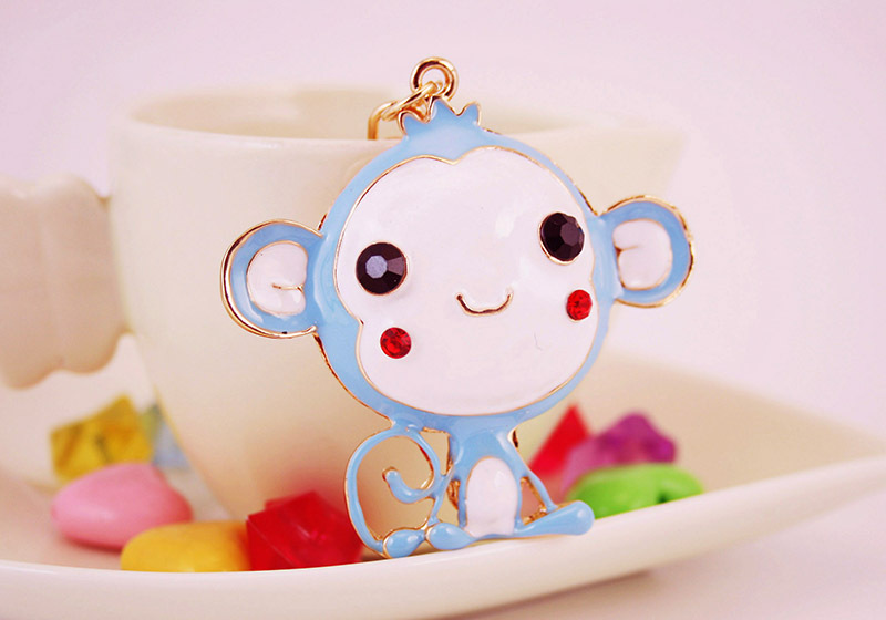 45g Weight Keychain Classification Metal Material Cartoon, Doll, Monkey Pattern Unisex Gender Cute Style Red, Blue, Yellow, Black Color Cartoon Doll Monkey Keychain Metal Unisex Cute Keychain 7