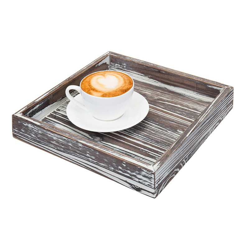 美式乡村风木质装饰托盘酒店咖啡厅木托盘多功能浴室收纳托盘木质