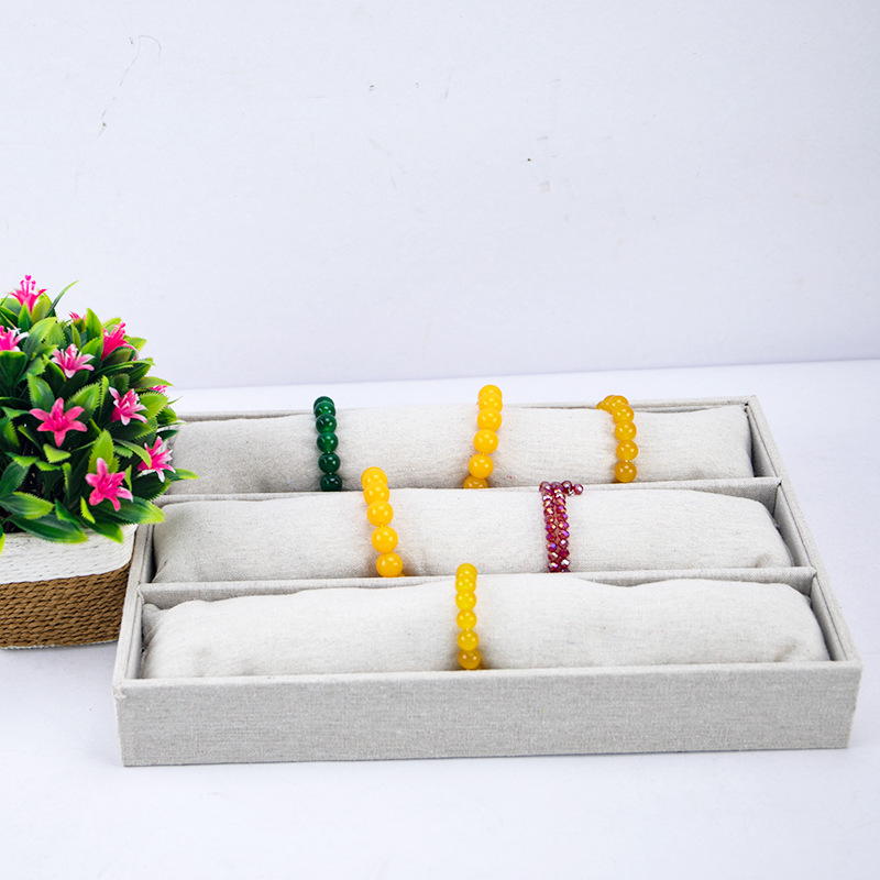 新款三层手镯手链饰品收纳盒批发手表手链展示盘珠宝展示道具